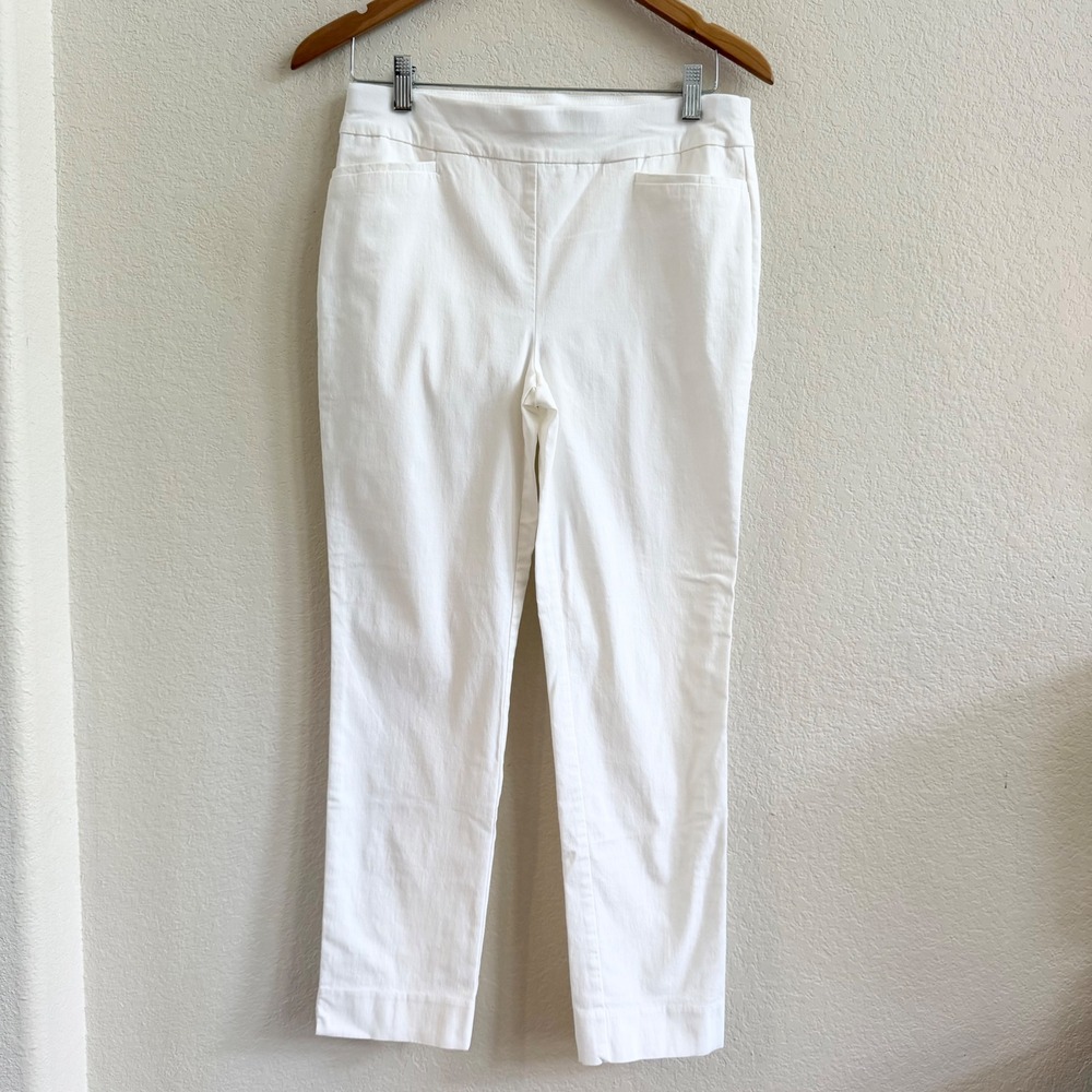 Chicos White Pull On Ankle Pants Womens‎ 0R US 4R Straight Leg Stretch